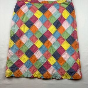 Brooks Brothers Multicolor Diamond Patchwork Cotton Skirt - Women's sz 10
